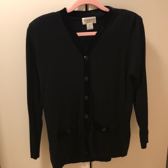 Black cardigan with velvet trim - Picture 1 of 4